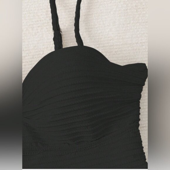 COPY - Ribbed Texture Detail Thin Strap Cami Tankini Set - Picture 6 of 8